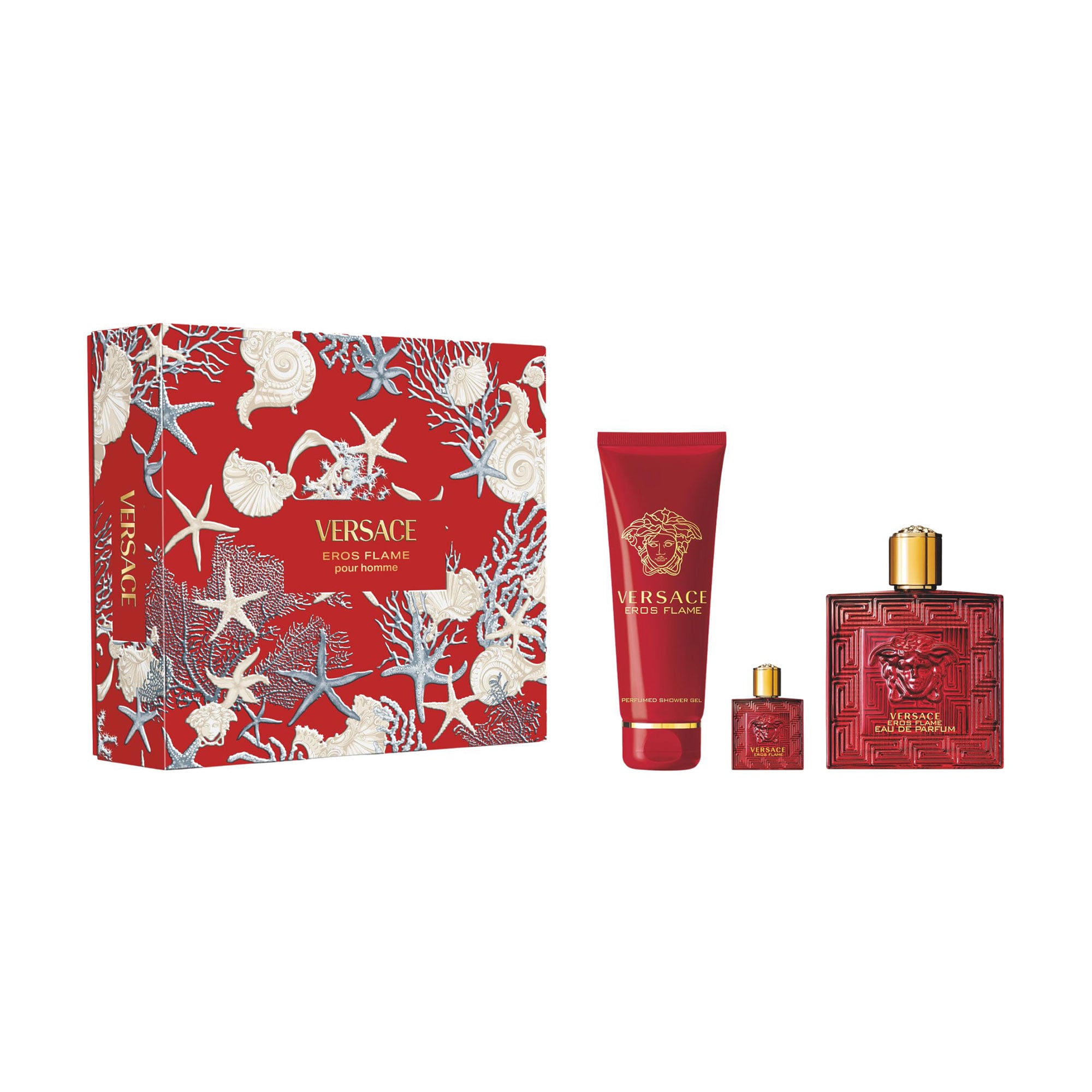 Парфумований набір чоловічий Versace Eros Flame (парфумована вода, 100 мл + гель для душу, 150 мл + парфумована вода, 5 мл)